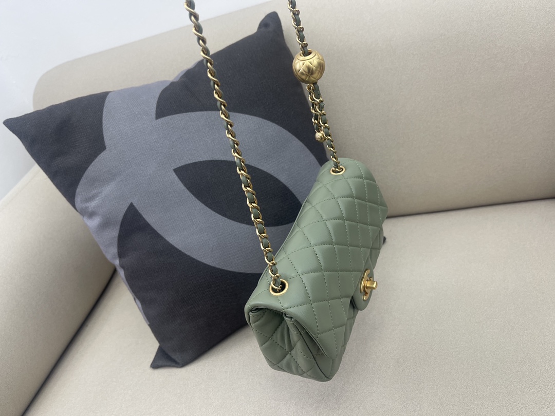 Small Classic Flap Lambskin Bag AS1787 Light Green